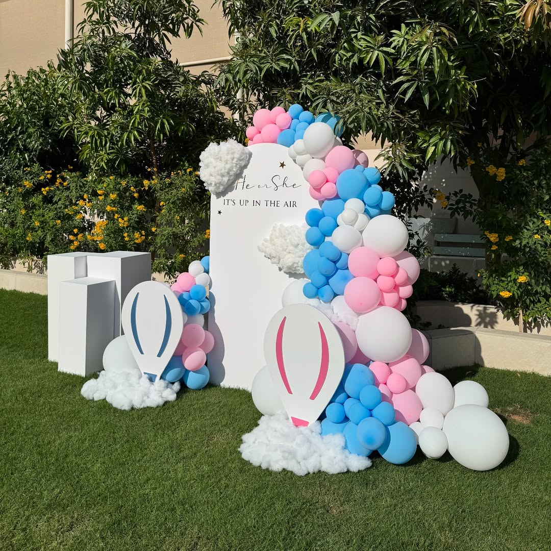 He or She It's Up in the Air Gender Reveal Theme Setup