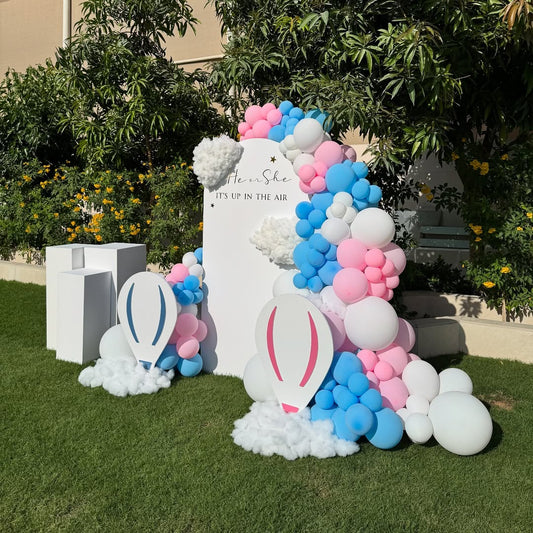 He or She It's Up in the Air Gender Reveal Theme Setup