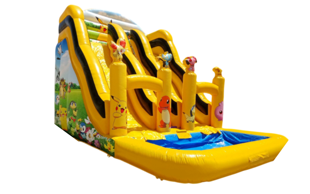 Pikachu Family Double Water Slide & Pool